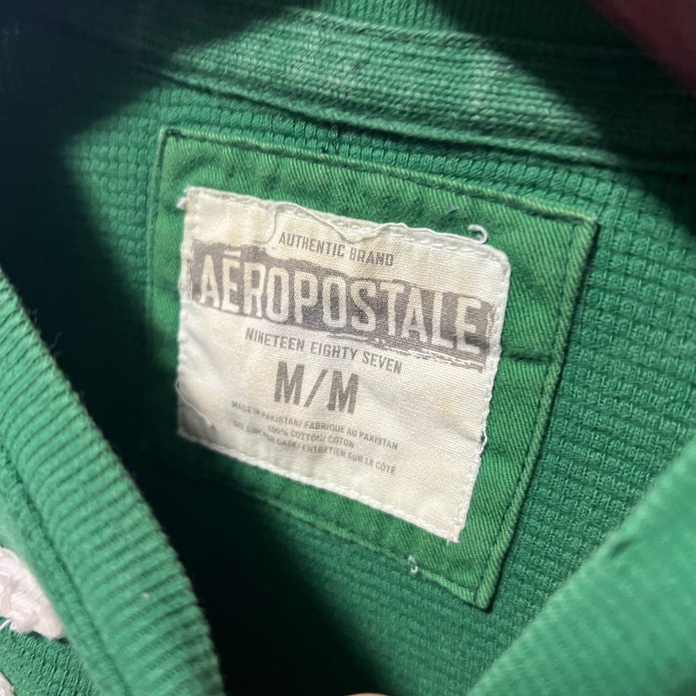 Aeropostale Mens Green Waffle Knit Thermal Aero Athletics Graphic Shirt M - Picture 3 of 6
